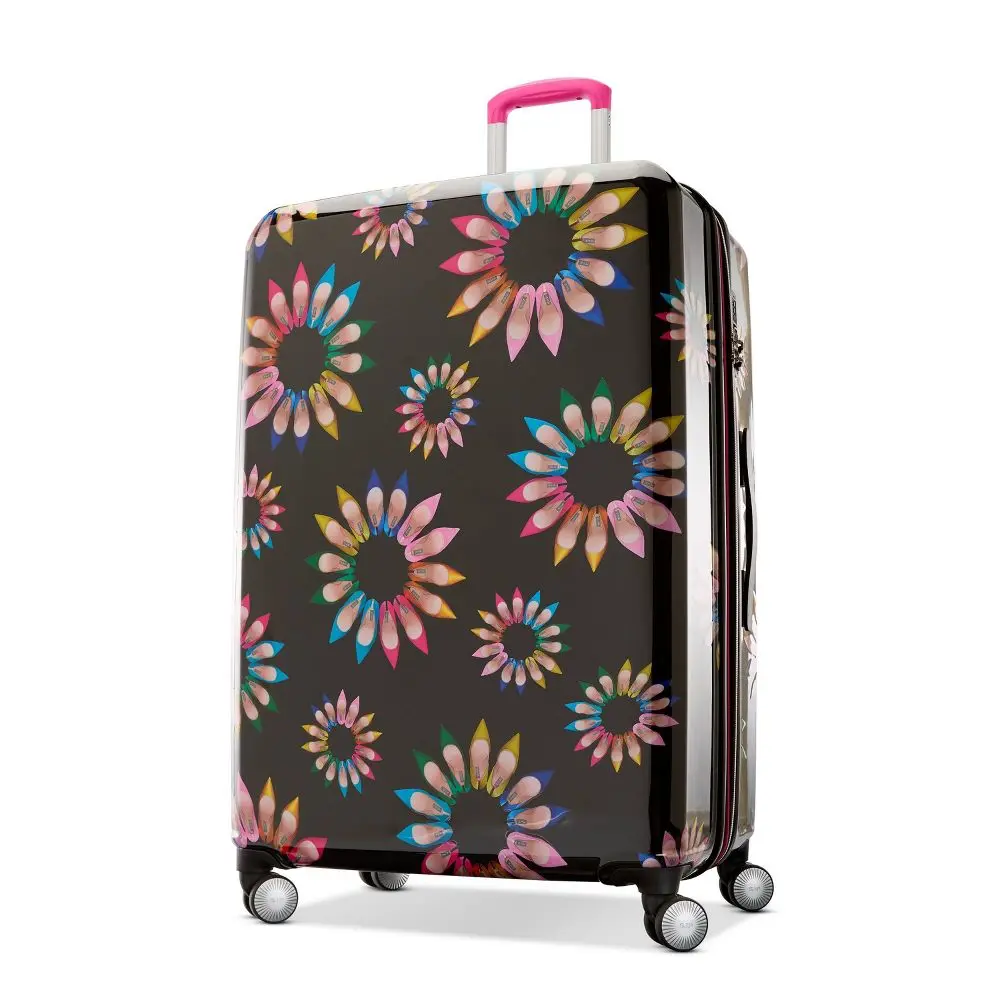 Sarah Jessica Parker Hardside Expandable Large Checked Spinner Suitcase - Black Shoe Wheel