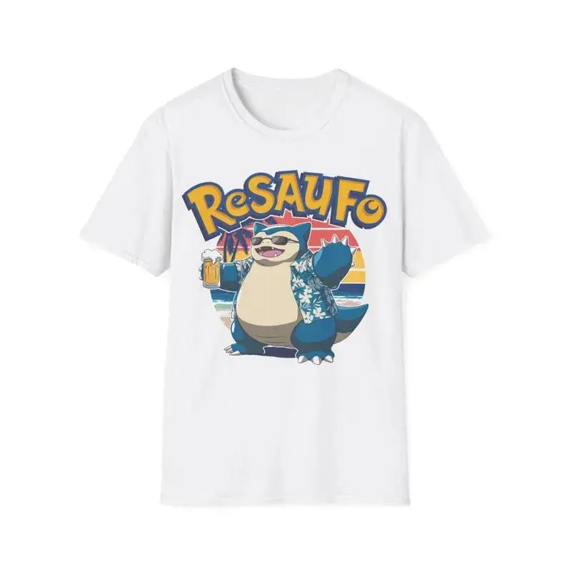 Snorlax Tropical T-Shirt | Hawaiian Shirt Graphic | Summer Vibes Pokemon Tee | Ideal Gift for Pokemon Lovers