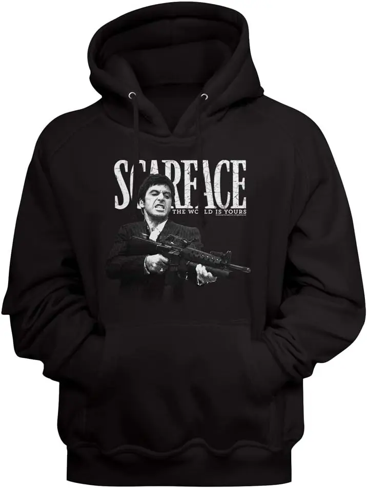 American Classics Scarface Tony Montana The World is Yours Adult Graphic Hoodie - Movie Sweatshirt Black Unisex Casual Top
