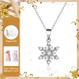 Moissanite Icy Bloom Snowflake Pendant Necklace Valentine's Day Wedding Engagement Anniversary Romantic Elegant Gift Daily Wear Mother's Day Gift