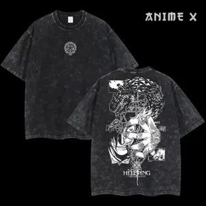 Retro Heavy Limited Daracula Alucard  Hellsing Ultimate Anime Double Printed Vintage Oversized Washed Tee Unisex Oversize Anime Manga Washed Heavyweight Cotton T-shirt, Gift For Anime Fan, Anime Lover