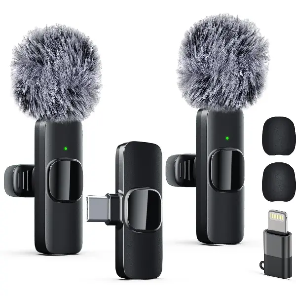 Professional Wireless Lavalier Lapel Microphone for iPhone, iPad, mini Video Recording Mic forInterview Video Podcast Vlog YouTube&Livestream, Noise Reduction, Plug &Play