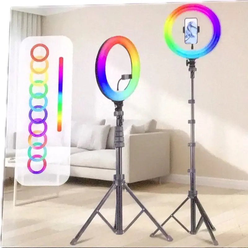 10” LED ring light with tripod & phone holder TikTok streaming & selfie lighting