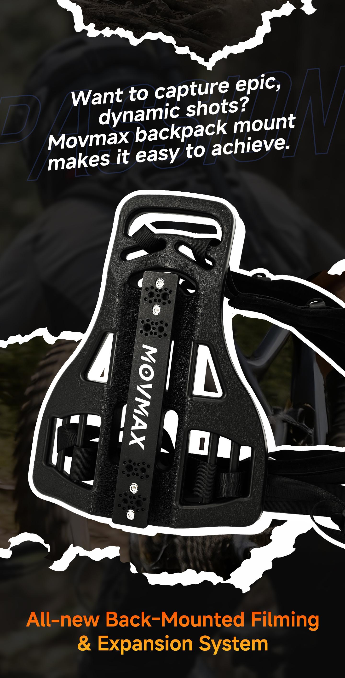 Movmax Backpack Mount with Telescopic Rod Kit for Insta 360 X5/DJI Osmo 360 Camera