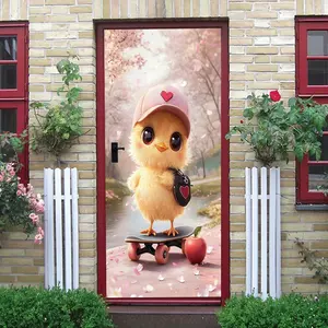 2pcs Cute Cartoon Chicken Wall Stickers Kids Room Bedroom Decoration Romantic Cherry Blossom Scene Removable Self Adhesive Wall Decor Hot Sale Home Decorations Lovely Pet Animal Wall Decals Eco Friendl
