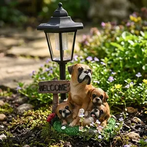 Solar street light — “Puppy” sculpture by Baba Dog; outdoor garden decoration — waterproof outdoor decor for courtyards, lawns, and porches — home gifts