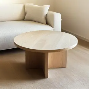 Custom Round Minimalist White Oak Coffee Table