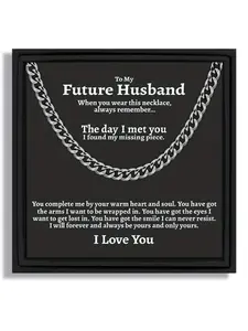 To My Future Husband Hip-Hop Urban Style Cuban Chain Necklace | With Message Card & Gift Box | Perfect Valentine's Day/Christmas/Birthday/Party/Anniversary Gift