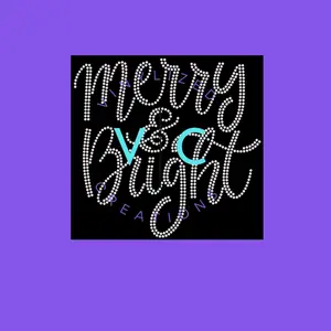 PRE-CUT Rhinestone Template: Merry & Bright