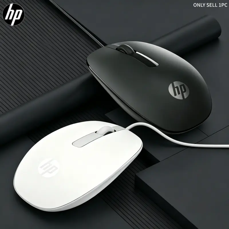 Hp Wired Mouse, Corded Mouse, No Mouse Pad Needed, Plug and Play, Responsive Three-Button USB Computer Mouse, Scroll Wheel, Compatible with PC and Laptops, Optical Sensor Mouse, Computer Peripherals