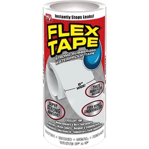 212 MAIN Waterproof Tape - 8 in. x 5 ft. White Flex Tape, Triple Thick, Instantly Stops Leaks, Strong Bond Protector for DIY Scrapbooking & Stamping Projects