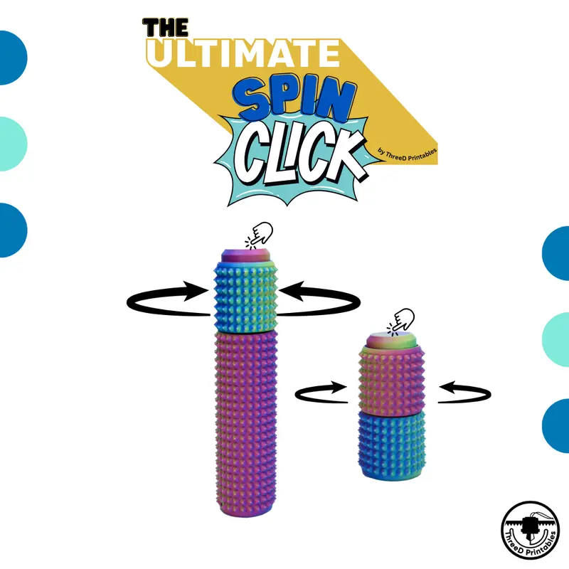 Prickly Pal Ultimate Spin Click – Long-Spin Spiky Fidget with Clicky Button | Premium Bearing + Polycarbonate Axle | Full ~4" or Mini ~2"+ | 1.15"