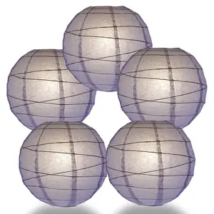 5-Pack 12 Inch Lavender Free-Style Ribbing, Hanging Paper Lanterns