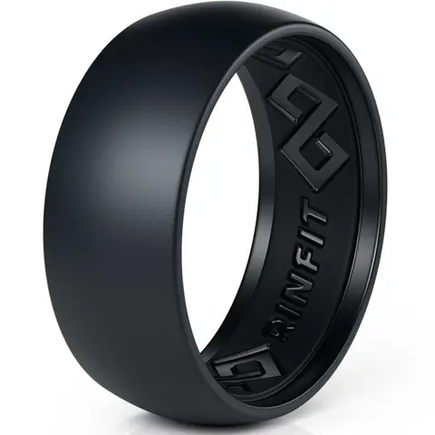 Rinfit Silicone Rings for Men with an Inner Step Edge, Silicone Wedding Band for Him, Flexible for Work, Gym, Travel and Everyday Wear, Patented Design