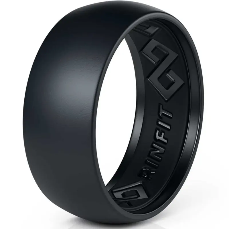 Rinfit Silicone Rings for Men with an Inner Step Edge, Silicone Wedding Band for Him, Flexible for Work, Gym, Travel and Everyday Wear, Patented Design