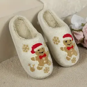 Gingerbread Man Christmas Slippers for Women - Soft Footwear with Snowflake Design, Ideal for Holidays and Gifts Girl Slide Flipflop Dance