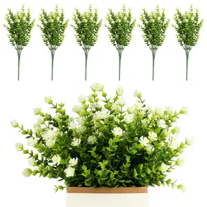 6 Pack Artificial Flowers, Artificial Balcony Plants, Fake Flowers Decoration, Indoor Outdoor Plants, UV Resistant, Green Shrubs, Hanging Planter, Decoration for Home and Garden