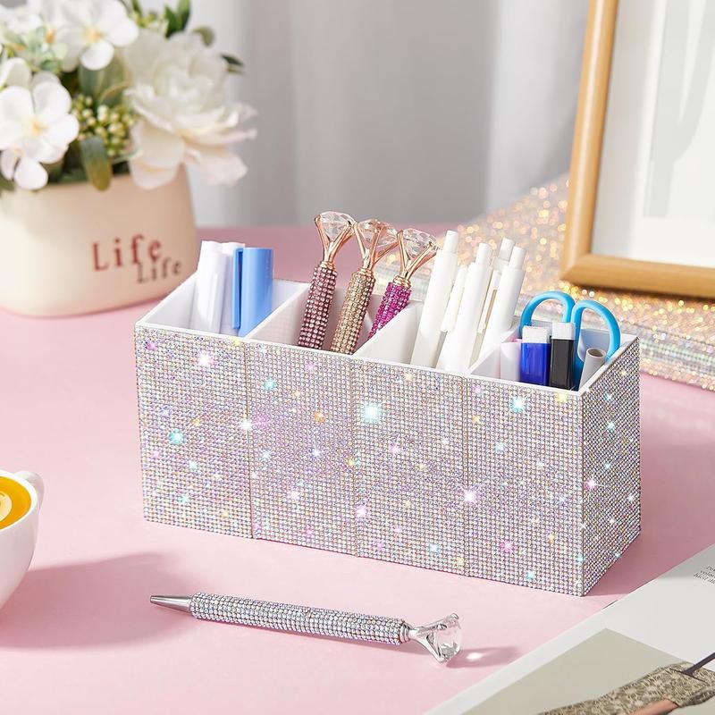 Rhinestone Crystal Glitter Pen Holder Pencil Holder Makeup Brushes Organizer Storage Bin