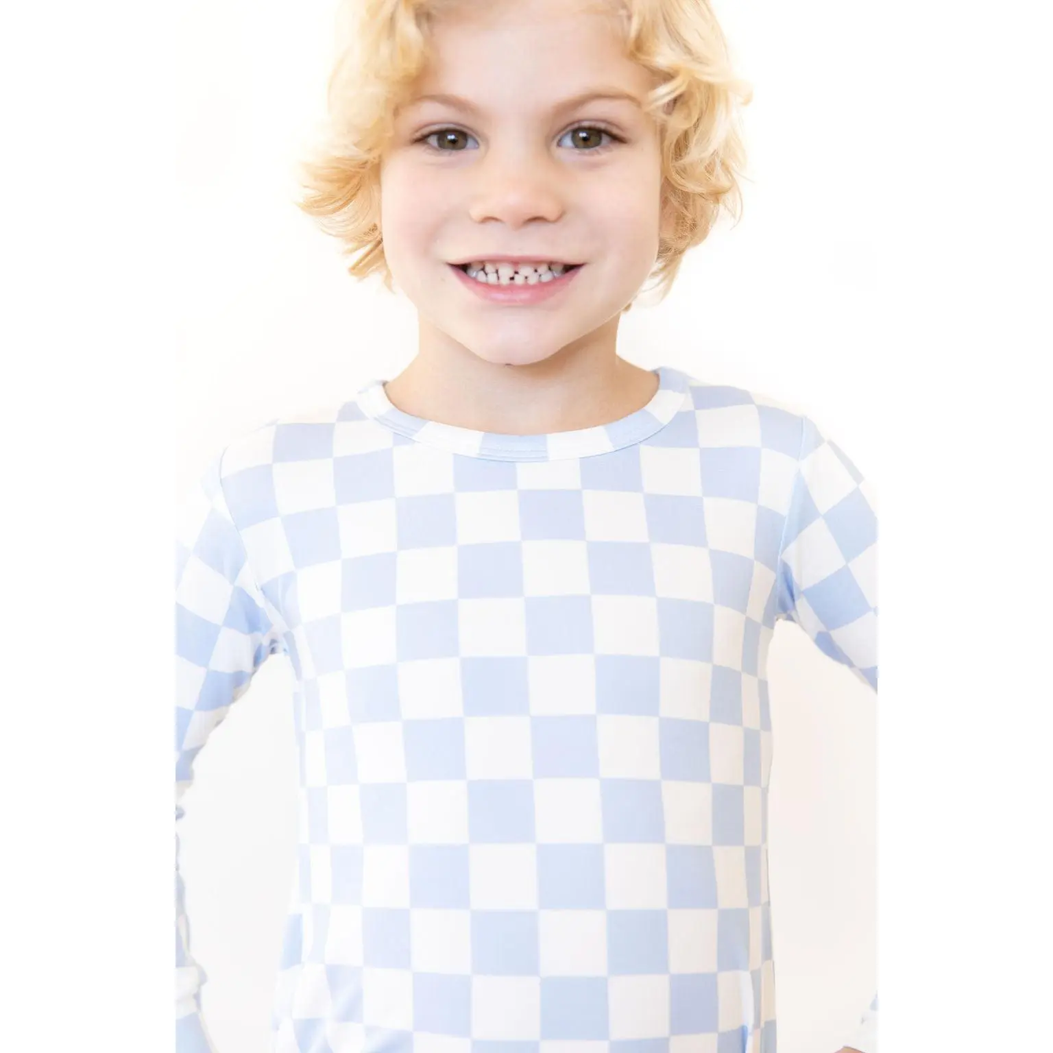 LIGHT BLUE + WHITE CHECKER | LONG SLEEVE