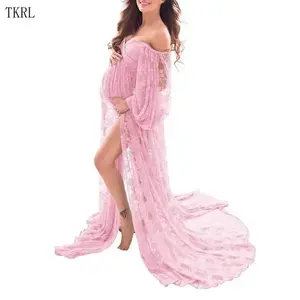 Spring and autumn tide mom personality skirt clothes summer long sleeve lace maternity dress fashion Joker. Pregnancy Plus Size RR