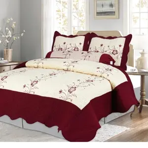 3 Piece Bedspread Microfiber Set for Cozy Night Sleep with Floral Design and Accents