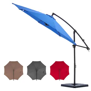 [No Base Included] 10 FT Outdoor Adjustable Offset Cantilever Umbrella With Crank Lift Mechanism, Fade-Resistant, Waterproof, And UV-Protected, Suitable For Patios, Gardens, And Decks.