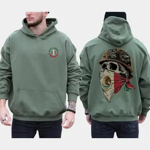 Dirty Hands Clean Money Skull Mexican Flag Face Mask 2-Sides Hoodie, Blue Collar Hoodie, Gifts For Mexican Dad, Casual Menswear, For Men