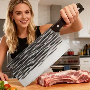 Hand Forged High Carbon Steel Chef Knife Set with Block - Versatile for Home & Outdoor Cooking, Ideal Gift for Men