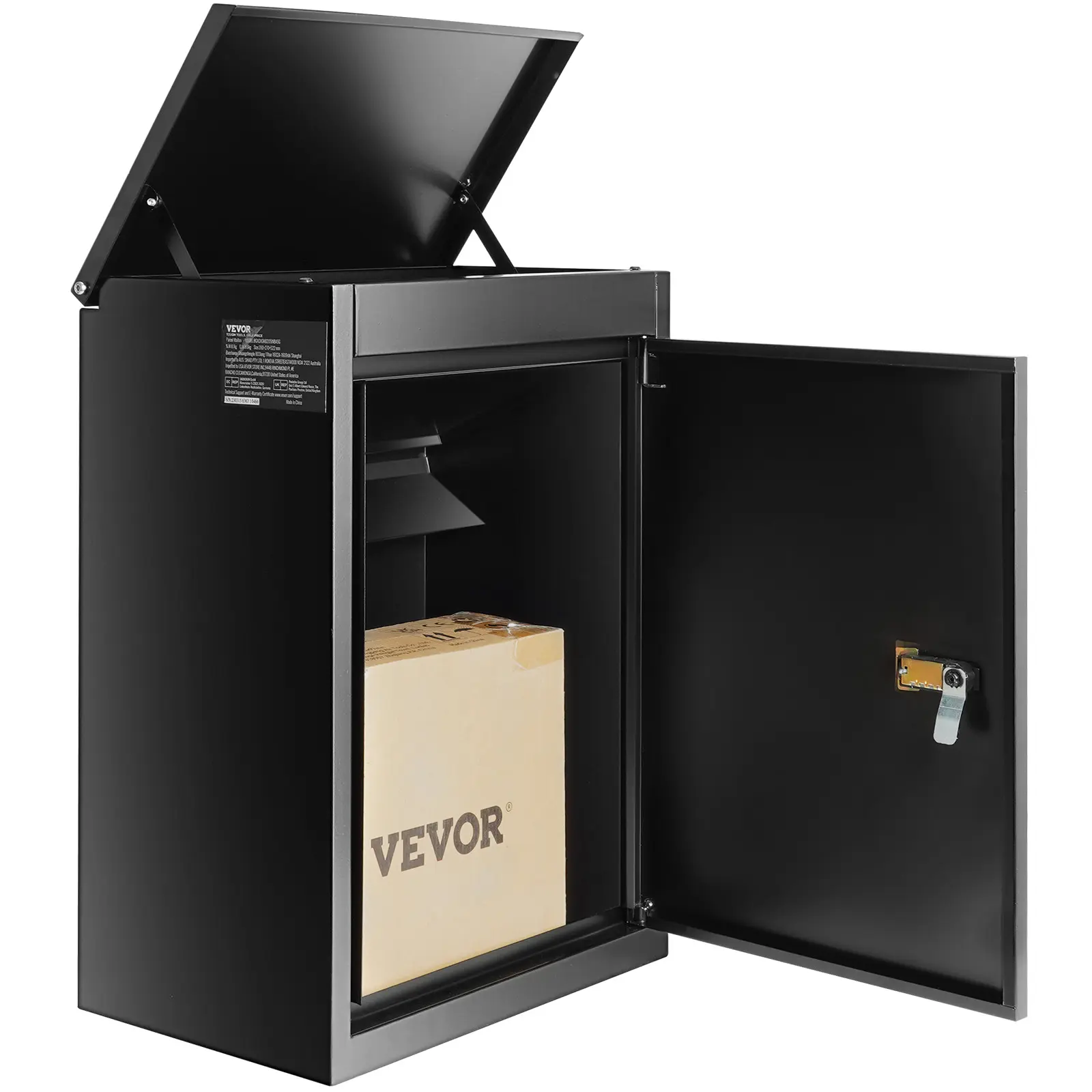 VEVOR Lockable Galvanized Steel Mailbox Cabinet, 15.4"x10.6"x20.5" 0.8mm Wall-Mount Security Lock Safes, Coded Lock, Anti-Theft Baffle, IPX3 Waterproof, 4 Pre-Drilled Holes, 7.5" Max Item Fit, Corrosion-Resistant for Porch, Curbside