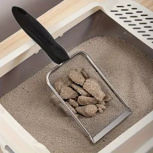A stainless steel cat litter shovel, easy to clean and durable pet litter shovel, easy to clean cat manure, suitable for fine cat litter, Litter Box Scooper