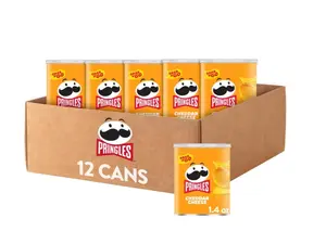 Pringles, Crisps, Lunch Snacks, Office and Kids Snacks, Grab N' Go, Cheddar Cheese (12 Cans)