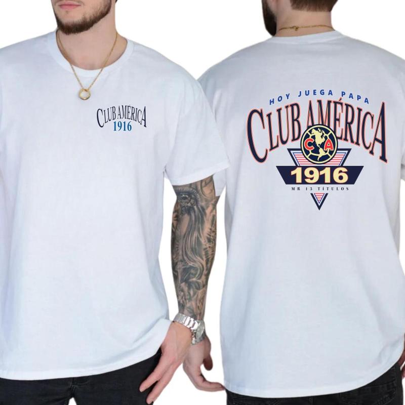 Vintage Club América 1916 T-shirt, Mexico Football Shirt, Graphic Crewneck Classic Cotton for Fans Streetwear Unisex