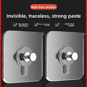 20PCS Self-Adhesive Photo Frame Hooks, Stainless Steel & Ceramic Waterproof Non-Slip Wall Mount Hooks, Lightweight Smooth Home Organizer for Bathroom, Kitchen Use