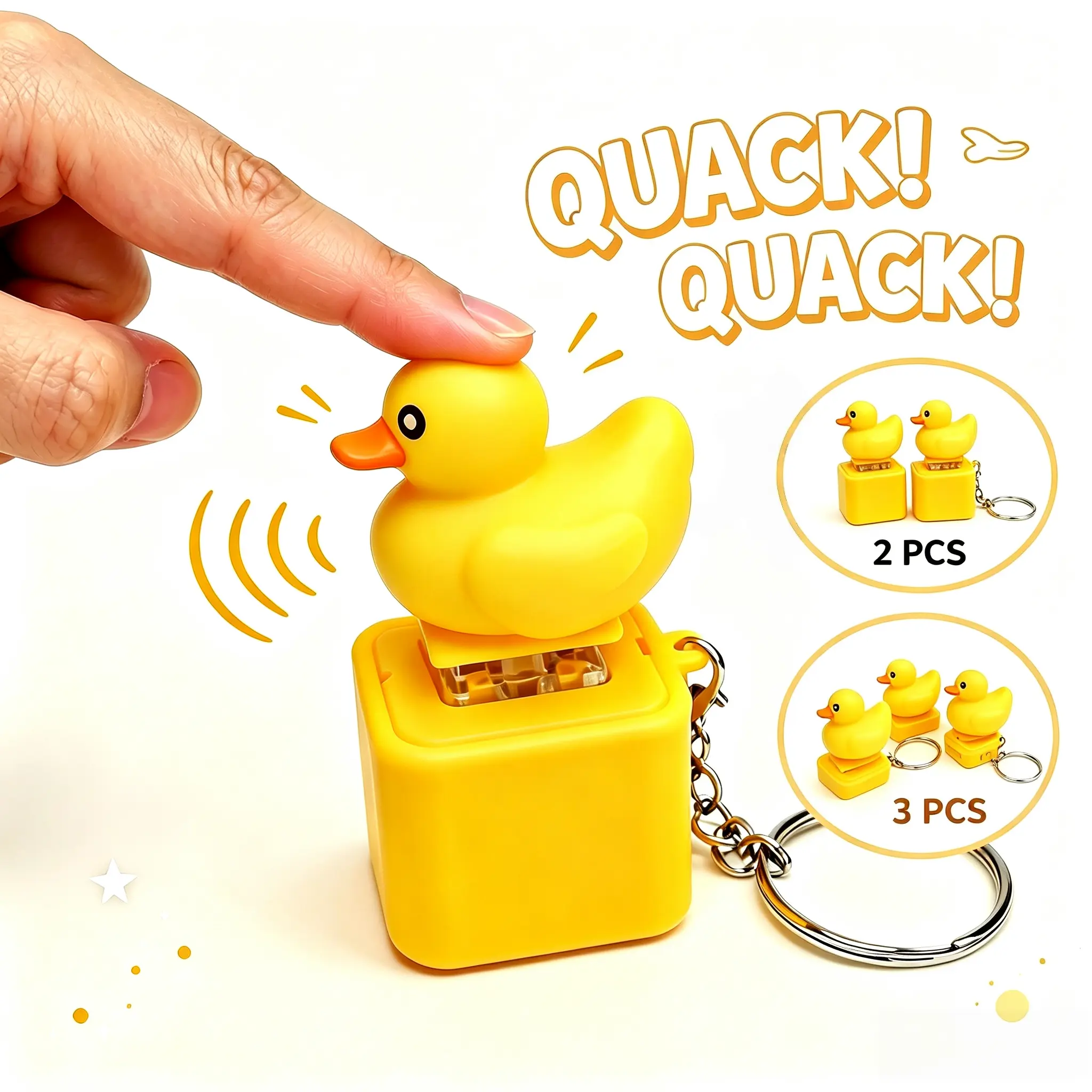 Duck Quacking Fidget Toy Rechargeable Quacking Duck Keychain Quacking Duck Stress Reliever with Colorful Lights Fun & Portable Anxiety Relief Toy (Quacking Duck)