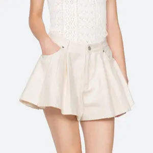 Stasia Denim Jean Shorts Cream