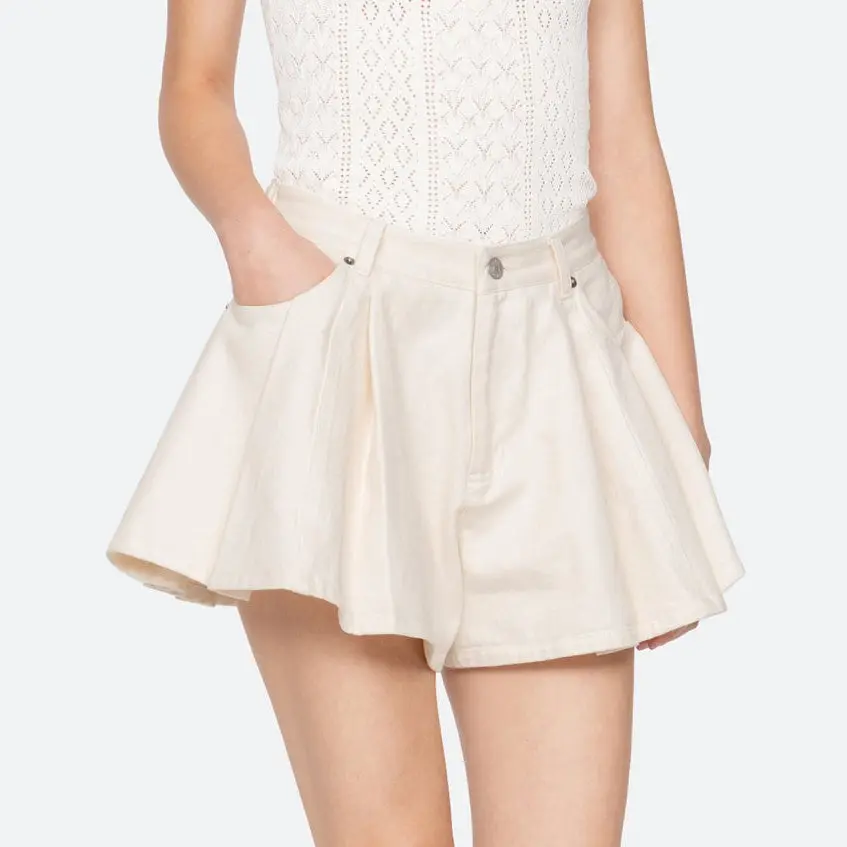 Stasia Denim Jean Shorts Cream