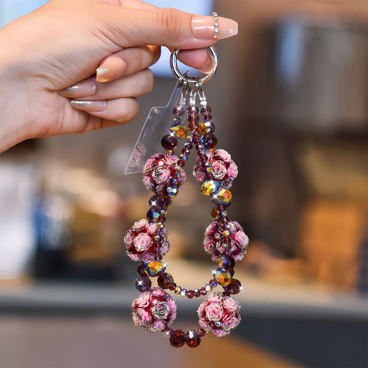 Boho Handmade Beaded Phone Charm! Cute Crystal Wrist Strap with Keychain, Aesthetic Phone Accessory for Women & Girls, Fits All Phones, Perfect Bag Charm Gift