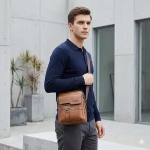 【LOCAL DELIVERY】Men's Vintage Crossbody Shoulder Bag - Business Style with Adjustable Strap, Multiple Compartments, Classic Design, Top Handle - Ideal for Daily Use, Work