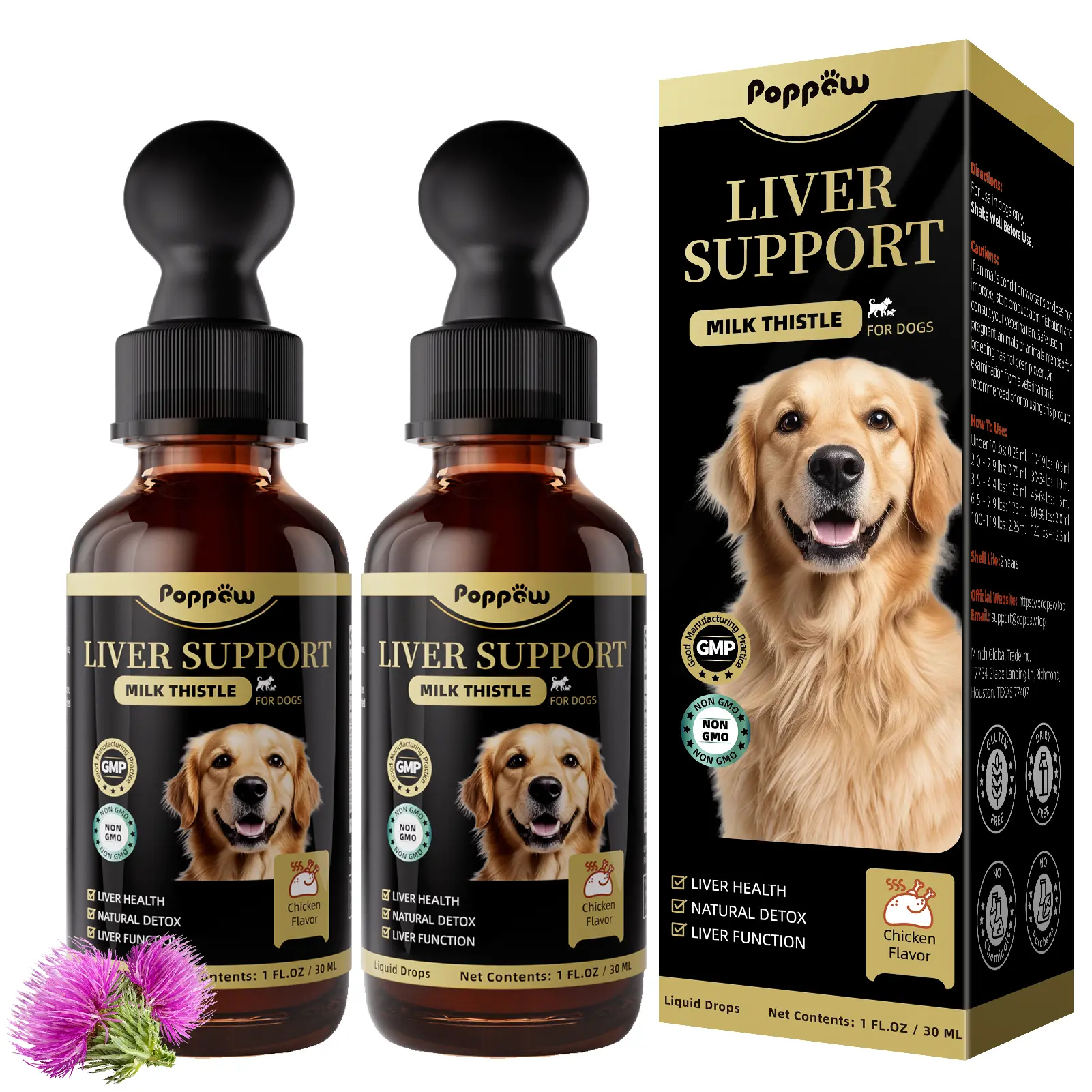 9-in-1 Liver and Kidney Support Drops for Dogs,with  Milk Thistle, Artichoke, Resveratrol, Marigold Extract,100% Natural Supplement for Liver Function