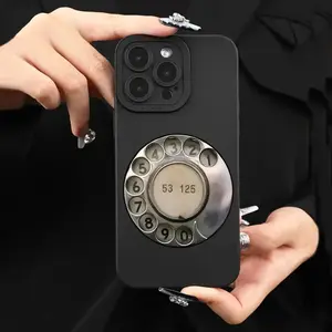 retro Telephone Dial Design Pattern Phone Case, Suitable for iPhone 7/8/X/XS/XR/11/12/13/14/15/16 Plus Pro Max Mini
