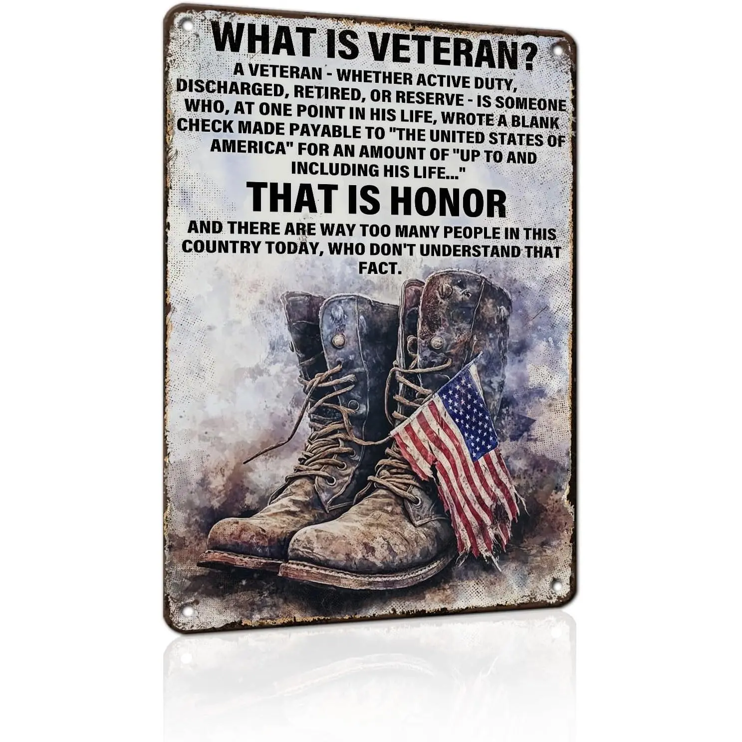 Military Decor What Is a Veteran Patriotic Metal Sign, Military Wall Decor Veteran Metal Sign for Home Office Man Cave, Army Memorabilia 1