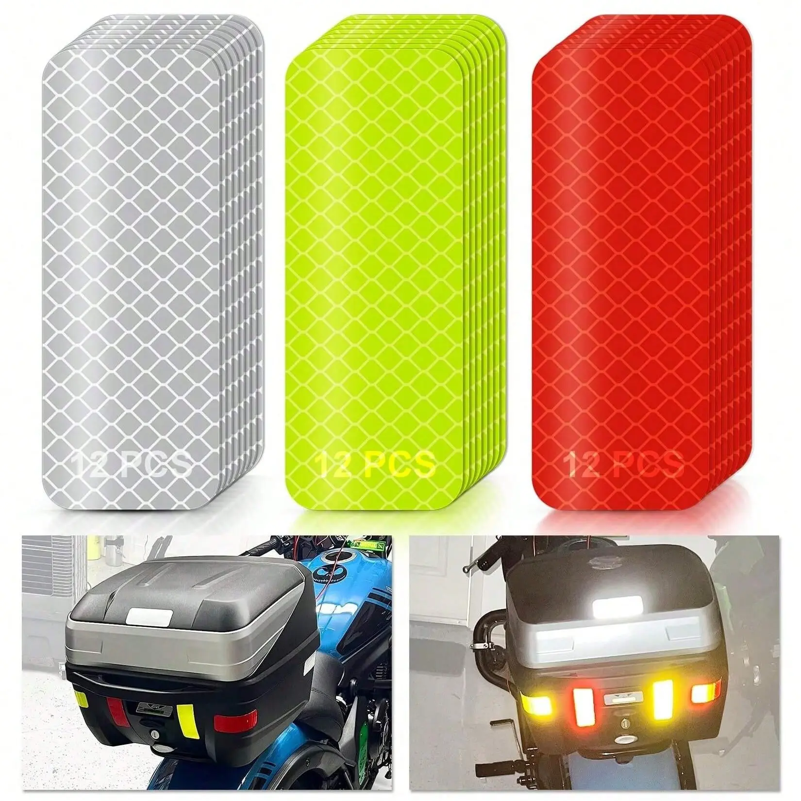 High Visibility Reflective Tape 36 Sheets, Waterproof Reflective Strips, Reflective Sticker for Cars Trucks Motorcycles Bicycles Trailers Helmets Scooters Mail Bags Automotive Accessories