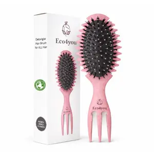 Eco-Friendly Wheat Straw Detangler Brush for All Hair Types – Pink
