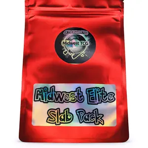 Midwest TCG Elite Slab Pack-1 Mint 9+Slab CGC PSA TAG - 3 Booster Packs- 3 Vintage Trading Cards- 3 Hits AR IR EX SIR Vstar Vmax- 2 Custom Holographic Stickers