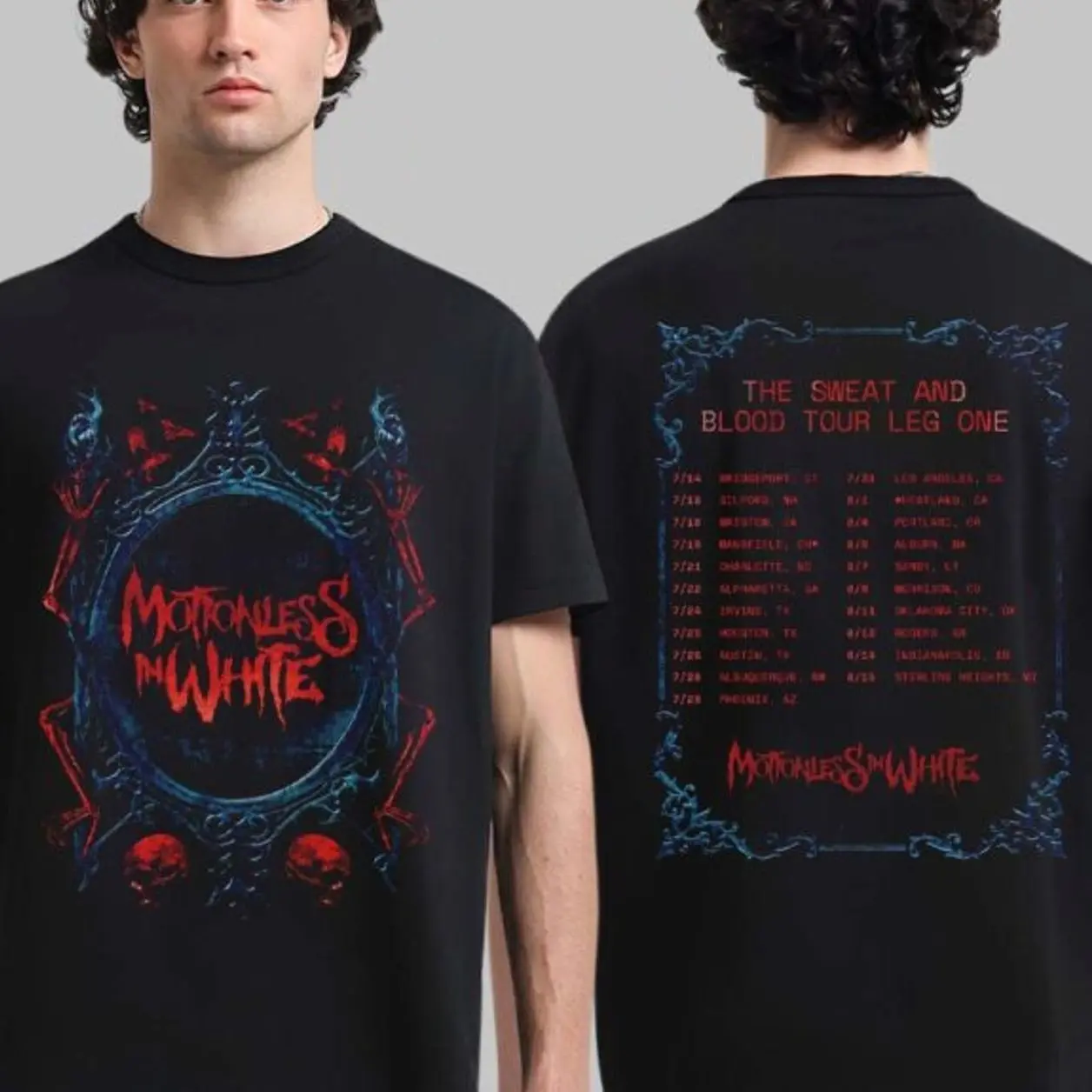Motionless In White The Sweat And Blood Tour Leg One 2026 North America Merch T-Shirt 6HC