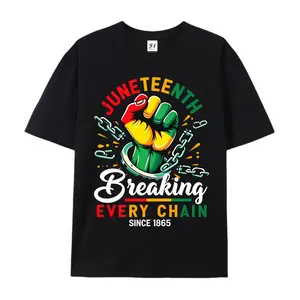 Men's Juneteenth T-Shirt - Breaking Every Chain Since 1865 Graphic Tee with Vibrant Green & Yellow Fist Symbol, African American Freedom Shirt, Glossy Medium Stretch Fabric Suitable for Casual Wear & Juneteenth,