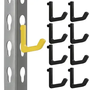 Rack Hooks 2/4/6/8 Pack, 10.3mm Hole Spacing, Wall-Mounted Brushed Surface, High Load Capacity for Garage and Warehouse Racks