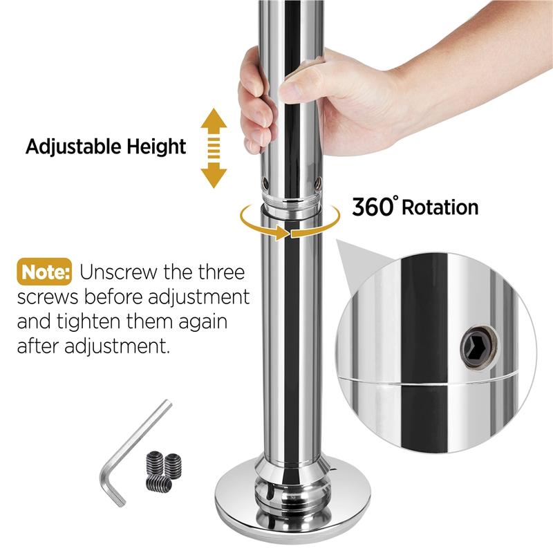【Heavy Duty】Yaheetech Professional 45mm Portable Chrome Dance Pole, with 2 Modes Spinning Static Dancing Pole For Home Portable Removable Home Dancing Pole, Height Adjustable 7'-9' 【Heavy Duty】Yaheetech Professional 45mm Portable Chrome Dance Pole, with 2 Modes Spinning Static Dancing Pole For Home Portable Removable Home Dancing Pole, Height Adjustable 7'-9'