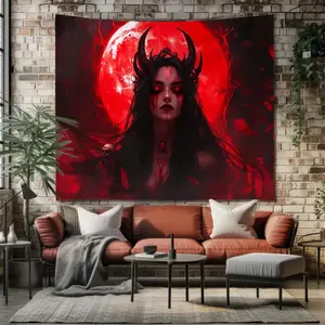 Gothic Blood Goddess Wall Tapestry, Dark Fantasy Art Tapestry, Witchy Wall Decor, Celestial Mystic Home Decor, Occult Aesthetic Hanging Lightweight