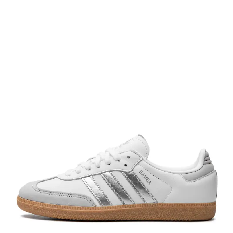 Adidas Samba OG White Silver Metallic Grey JI2725 Women's Fashion Shoes New